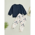 thumbnail image 4 of xiaxaixu Ensemble Pantalon pour Garçon, Chemise à Manches Longues à Col Rond avec Boutons Cartoon Letters + Pantalon Long à Imprimé Ox Head, 4 of 8
