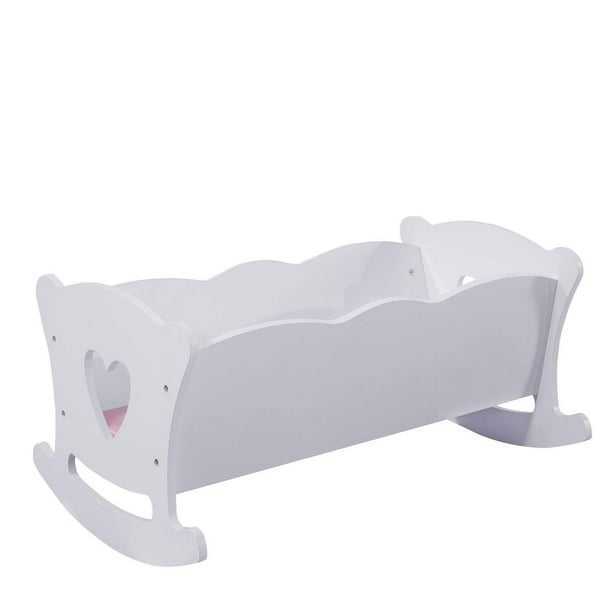 Hiliroom Wooden Baby Doll Cradle With, White Wooden Baby Doll Furniture