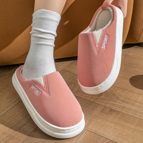 Weloille Home Cotton Sippers For Girls In Fall And Winter Home Indoor Couples Thick-Soled Non-Slip Furry Shoes Warm Cotton Shoes For Men