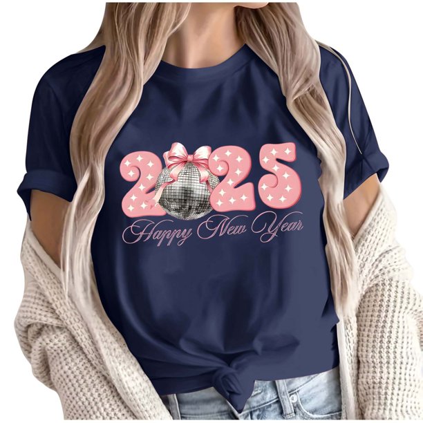 Camisetas de Manga Corta para Mujeres, Camiseta de Cuello Redondo Impresa de Moda, Primavera Y Verano Casual