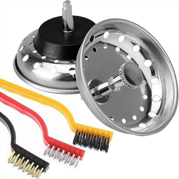 2 Piezas de Repuesto de Cesta Combinada de TapóN de Colador de de Cocina para Drenaje de 3-1/2 Pulgadas, 3 Piezas Adicionales de Cepillos de Limpieza de Cocina-B