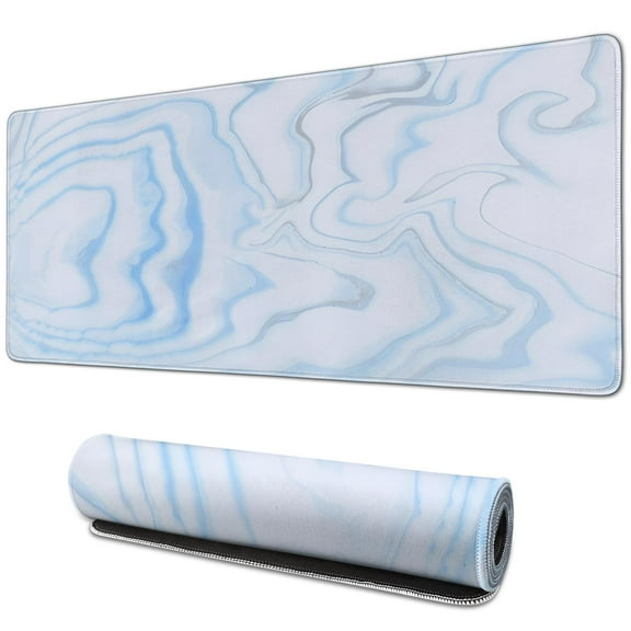 Blue Marble LinesLine Theme mouse Padswaterproofno Slip for Office Home Work GamingmousematRubber Base Mousepad with Stitched Edges 31.5x11.8inches