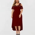 thumbnail image 4 of JGTDBPO Robes d'Été Grande Taille pour Femmes 2023 Robes T-Shirts Décontractées Manches Courtes Col Ras du Cou Épaules Dénudées Robe en Dentelle Patchwork, 4 of 4