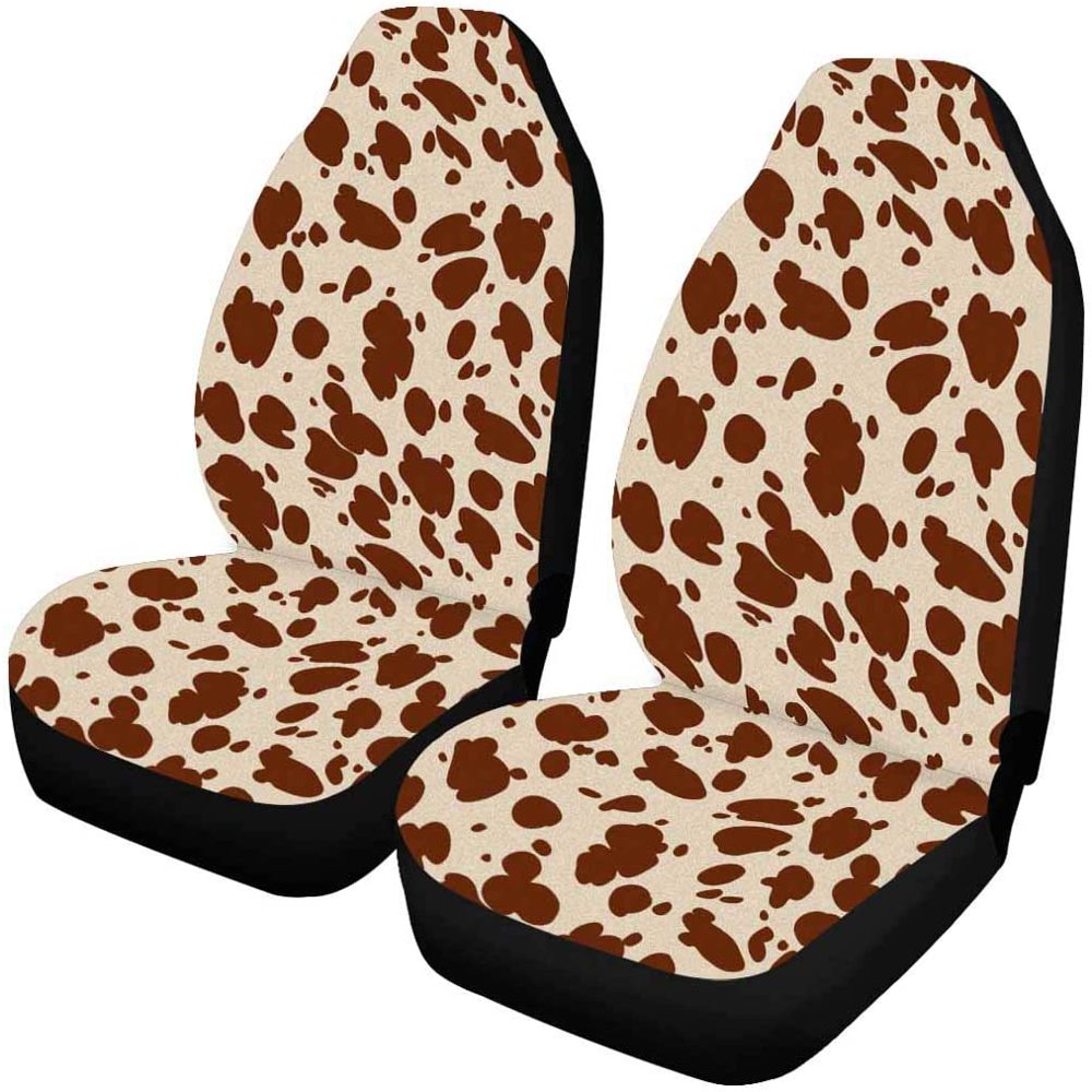 KXMDXA Set of 2 Car Seat Covers Cow Skin Spot Universal Auto Front Seats Protector Fits for Car