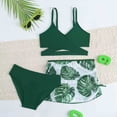 thumbnail image 2 of TOWED22 Girl's 3PCS Swimsuit Tankinis Bikini Set Bathing Suits with Sunflower Shorts Swimwear Beach Sport Swim Suits(Green,7-8 Y), 2 of 8
