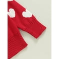 thumbnail image 6 of Bagilaanoe Toddler Baby Girl Knitted Sweater Long Sleeve Heart Print Pullover 18M 24M 3T 4T 5T 6T Kids Warm Jumpers Tops Fall Loose Knitwear, 6 of 8