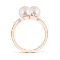 thumbnail image 2 of Angara Double Japanese Akoya Cultured Pearl Ring with Diamond Accents in 14K Rose Gold for Women | June Birthstone Jewelry for Her, 2 of 7