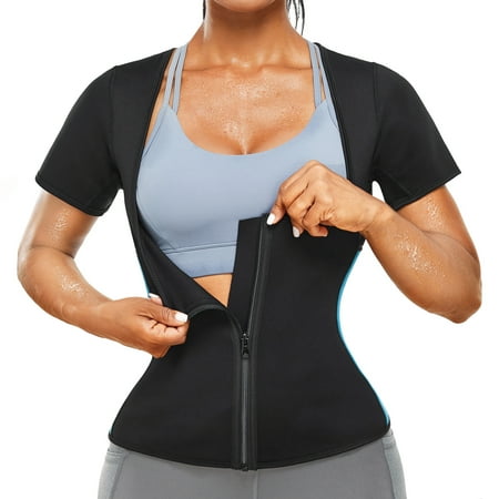 

KUMAYES Sauna Suit for Women Waist Trainer Cincher Neoprene Slimming Sweat Vest Top Workout Jacket Shirt Body Shaper