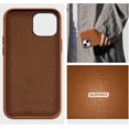 thumbnail image 3 of Leather Case Compatible with iPhone 13 mini Case 5.4 inch, Premium PU Leather Case Cover (with Metallic Buttons & Microfiber Lining) for iPhone 13 mini (2021), Brown, 3 of 7
