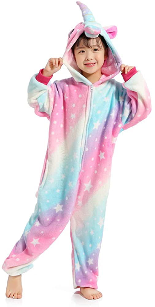 Animal Costume for Halloween Cosplay Colorful Unicorn Onesie Pajamas for Kids 