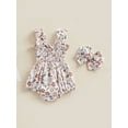 thumbnail image 2 of Wassery Baby Girl Smocked Romper Dress Vintage Floral One Piece Bodysuit Playsuit+Headband 0 6 9 12 18 Months Infant Summer Bubble Clothes, 2 of 8