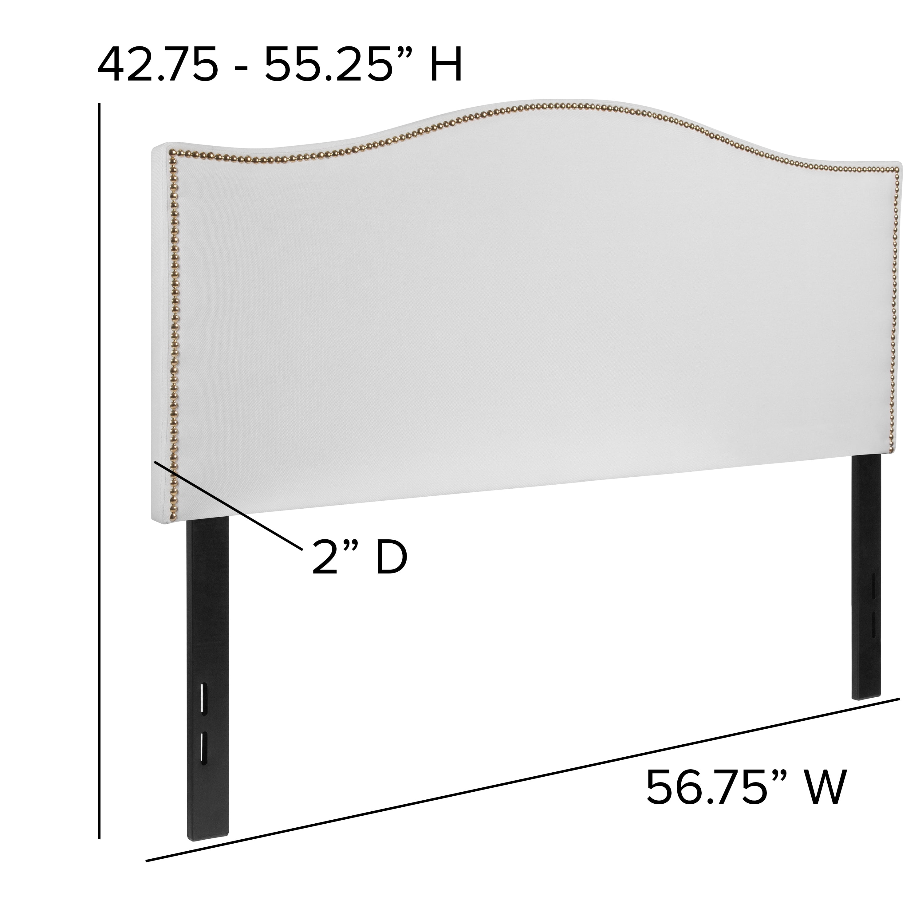 Flash Furniture Lexington Upholstered Full Size Headboard with Accent Nail Trim in White Fabric