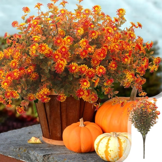 Flores Artificiales para Acción de Gracias, Ramo de Rosas de Seda Naranja con 7 Cabezas, Follaje Artificial de 34 Cm para Decoración de Bodas, Arreglos para Salones de Ceremonias y Exhibiciones En Ja