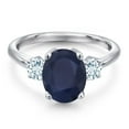thumbnail image 3 of Gem Stone King 3.50 Ct Oval Blue Sapphire Sky Blue Aquamarine 925 Sterling Silver Ring (Size 7), 3 of 6