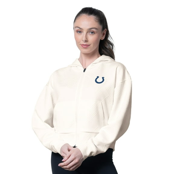 Women's MSX by Michael Strahan Cream Indianapolis Colts Eleanor Full-Zip Hoodie