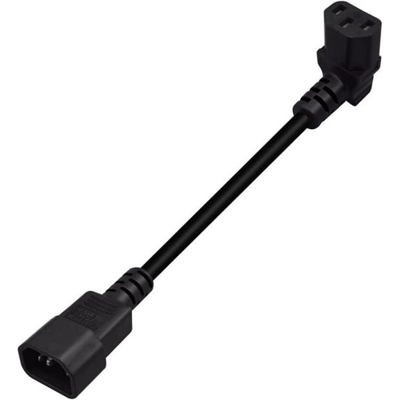Toptekits IEC 320 90 Degree C13 3-Pin Female to C14 3-Pin Male PDU UPS Power Supply Extension Cord,IEC C14 to C13 Power Cable PDU UPS Plug/Socket UP 90 Degree Wall-Mounted LCD TV(0.33ft/10cm)