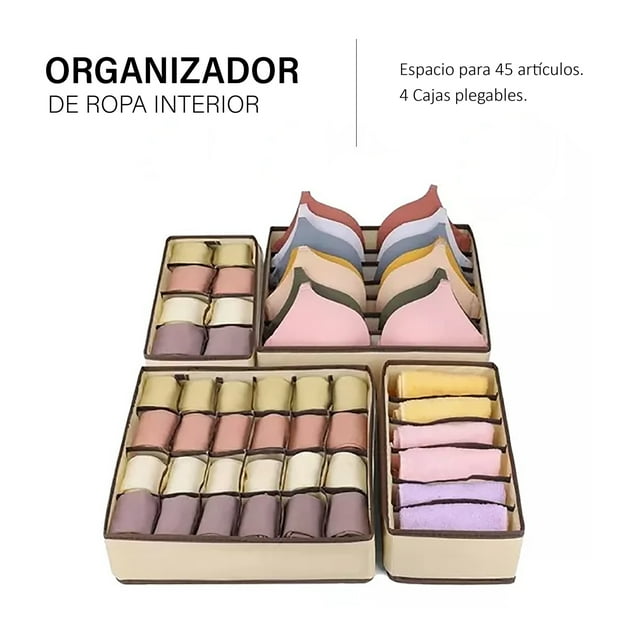 Set de 4 Organizadores de Ropa Plegable Idea Nuova Organizador Beige para ropa