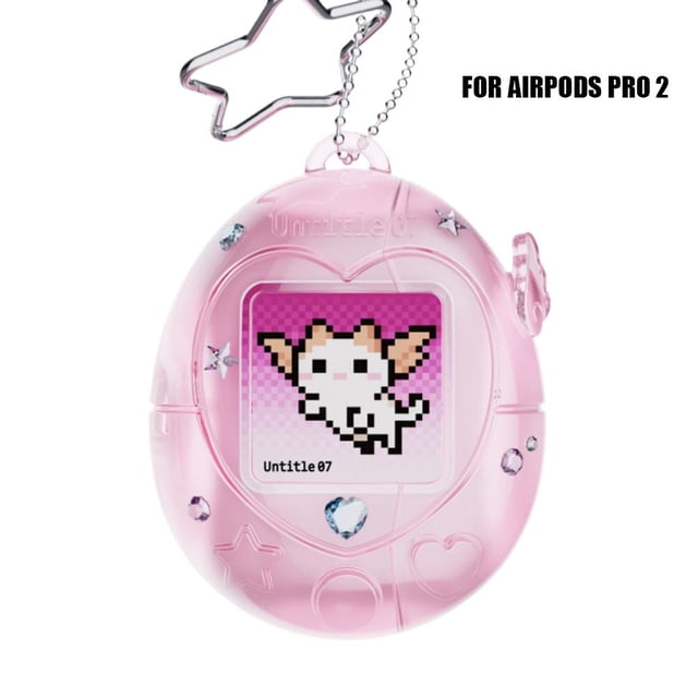 Daily Mix Store for Airpods 2/3/4 Pro Case, Retro Viewport Electronic Pet Design with DIY Pixel Display, Protective Shell with Strap, Customizable Gems Decor