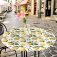 thumbnail image 2 of Watercolor Lemon Leaves Flower Round Fitted Tablecloth with Elastic Edge,Waterproof Table Cloth Fits Tables Up to 36"-44",Wipeable Washable Table Cover for Indoor Outdoor Dinning,Farm Fruit Harvest, 2 of 9