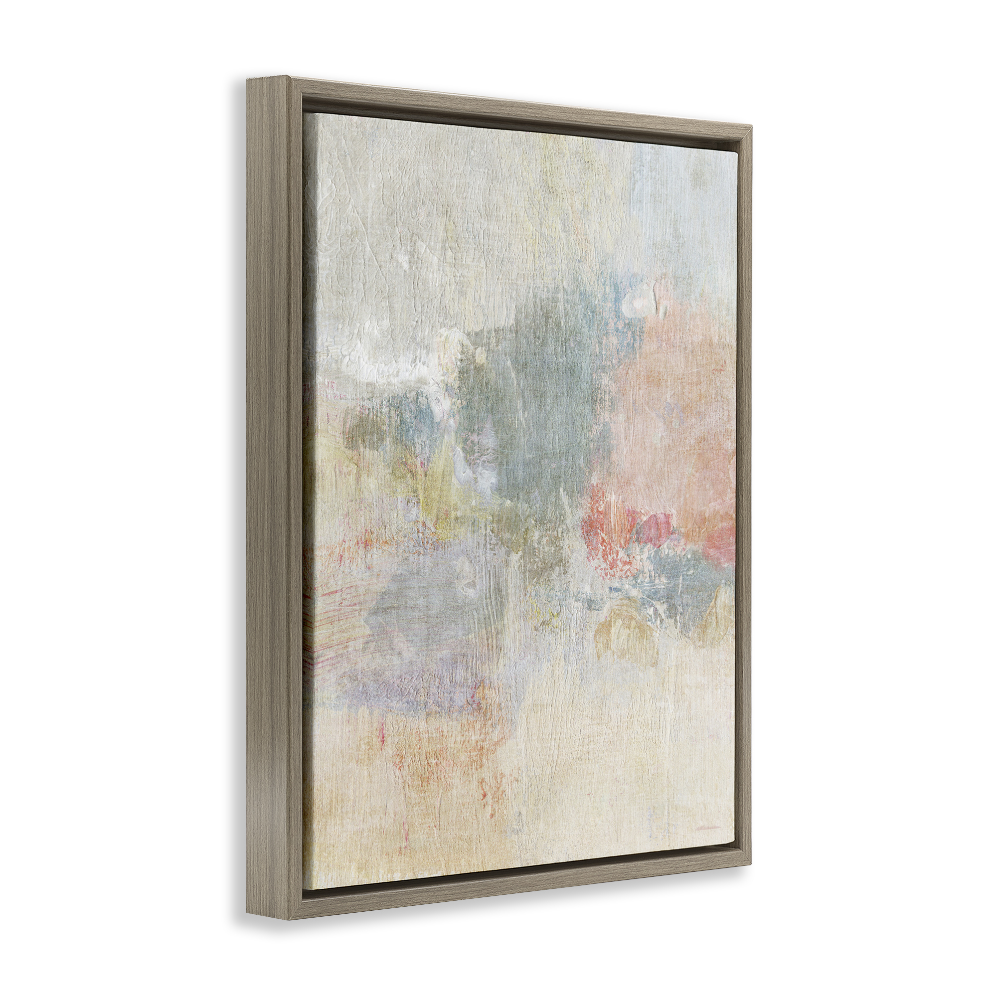 Stupell Industries Soft Ombre Abstraction Abstract Painting Brown Floater Framed Canvas Art Print Wall Art, 25 x 31