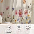 thumbnail image 6 of Watercolor Flowers Semi Sheer Curtains Drapes for Living Room,Bedroom,French Doors Window 96 Inches Long,Spring Daisy Floral Butterflly Beige Rod Pocket Chiffon Curtain Drapery Voile Draperies Panel, 6 of 8