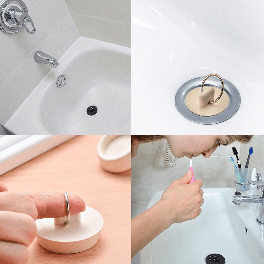 CICITOYWO Bath Tub Drain Stoppers, 4 Pieces Sink Bathtub Plug Rubber Kitchen Bathroom Laundry Bar Water Stopper Seal with Hanging Ring for Shower