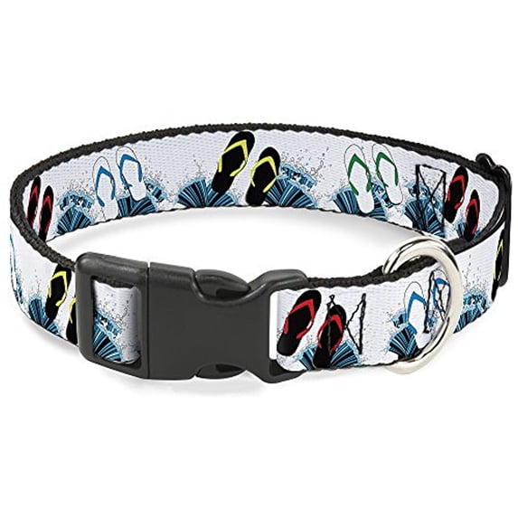 Buckle-Down BAC-W30250-NL Breakaway Cat Collar, 1 2" Wide - Fits 9-15" Neck - Large, Beach