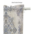 thumbnail image 5 of Boho Floral Beige Linen Curtain Valance for Bedroom/Bathroom/Kitchen/Living/Dining Room Window,Multi Traditional Oriental Boho Tribal Ethnic Pocket Topper Drapes Decorative Cafe Drapery 54"x18", 5 of 6
