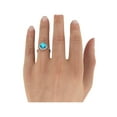 thumbnail image 5 of 14K White Gold 3.25 ctw Blue Topaz Ring with Diamonds Flower Leaves Halo, 5 of 7
