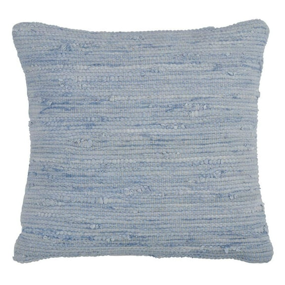 Fennco Styles Amalfi Collection Rustic Tasseled Chindi 100% Pure Cotton 18 x 18 Decorative Throw Pillow with Case & Insert - Aqua Accent Pillows for Couch, Bedroom and Living Room Décor