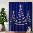 thumbnail image 4 of Shower Curtain 36"W x 78"L Winter Abstract Christmas Tree Blue Texture Fabric Shower Curtains Set with Hooks Water Repellent Bathroom Curtains Machine Washable Bathroom Accessories, 4 of 9