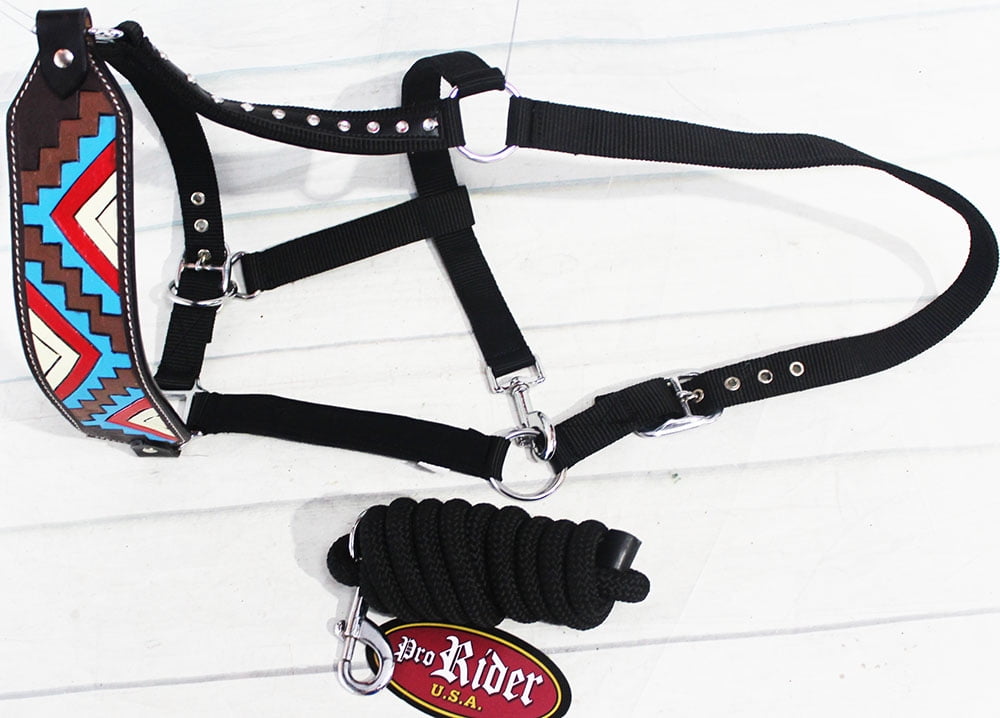 Capezziera A Nodo Con Corde Western – Muso In Pelle Grezza E Nappe In Crine Di Cavallo