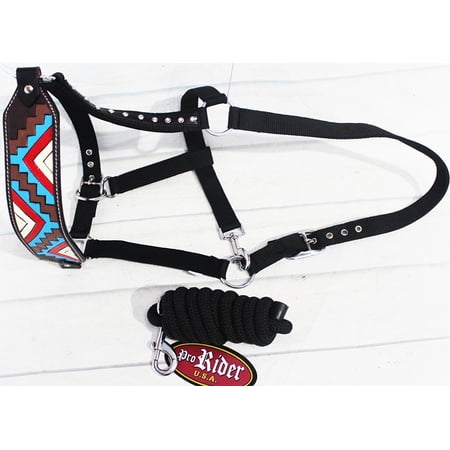Horse Noseband Tack Bronc Leather HALTER Tiedown Lead Rope 280M8849