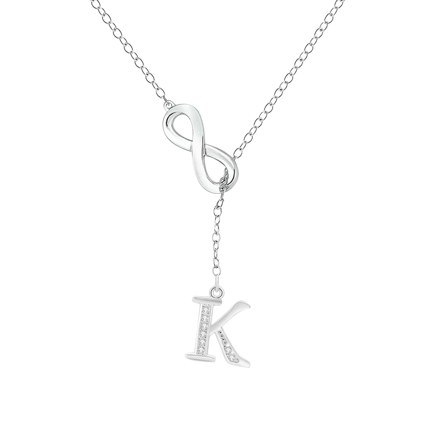 pgeraug gifts for women 8 shaped tassel silver initial necklace for