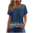 thumbnail image 3 of NSLGXD T Shirts for Women Summer Round Neck Short Sleeve Shirts Loose Fit Graphic Tees Classic Vacation Tshirt Top S-3XL Navy Top, 3 of 6