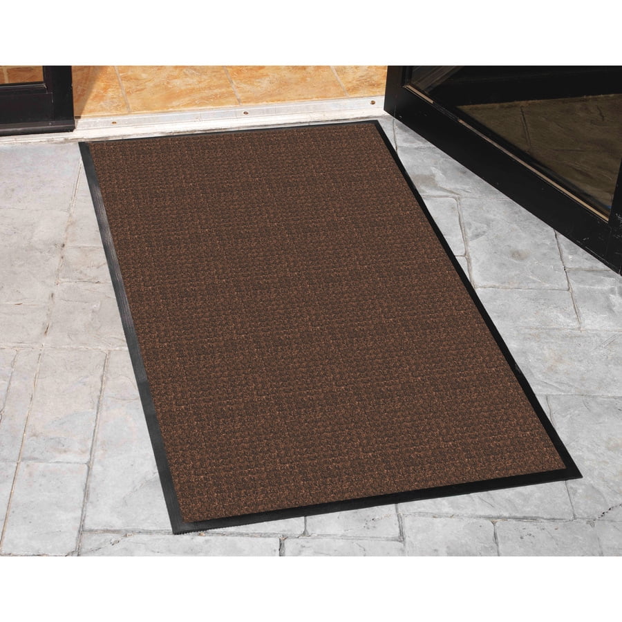 Genuine Joe Waterguard Wiper Scraper Floor Mats - Carpeted Floor, Indoor, Outdoor - 72" Length X 48" Width - Polypropylene - Brown