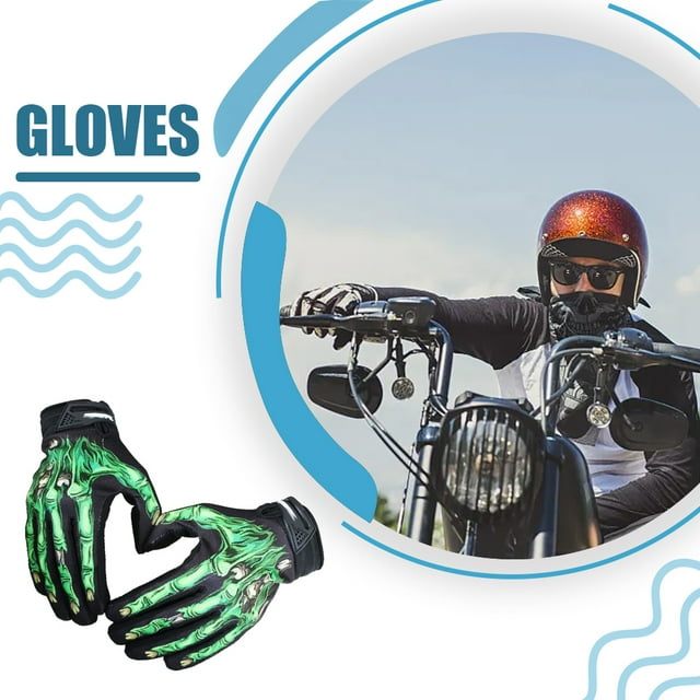 mmirethe Motorcycle Cycling Gloves For Autumn And Winter Breathable And Comfortable Quick-drying Nylon green L 1Set