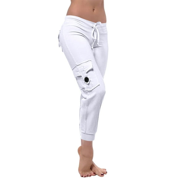 Ersazi Womens Pants Women'S Fashion Stretch Waist Button Pocket Stretch Yoga Pants On Clearance White Wide Leg Dress Pants For Women S