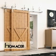thumbnail image 2 of Homacer Brushed Nickel Double Track Z-Shape Bypass Sliding Barn Door Hardware Kit, for Two/Double Doors, 4ft Long Flat Track, Arrow Design Roller, Heavy Duty, for Interior Use, 2 of 6