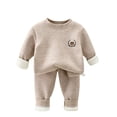 thumbnail image 2 of Cowsor Toddler Baby Boy Fall Winter Clothes Solid Color Long Sleeve Pullover Sweatshirt Tops Joggers Pants Outfit Set, 2 of 6