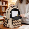 thumbnail image 6 of Whosucclay Brown Wavy Stripe Pattern 17 Inch Kids Backpack, Backpack for Boys Girls, Large Capacity Adjustable Straps School Bag for High School Middle School, 6 of 8