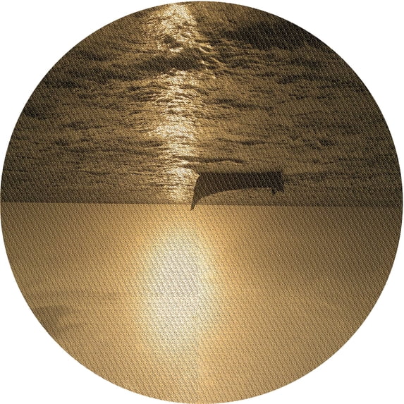 Ahgly Company Machine Washable Indoor Round Transitional Caramel Brown Area Rugs, 4' Round