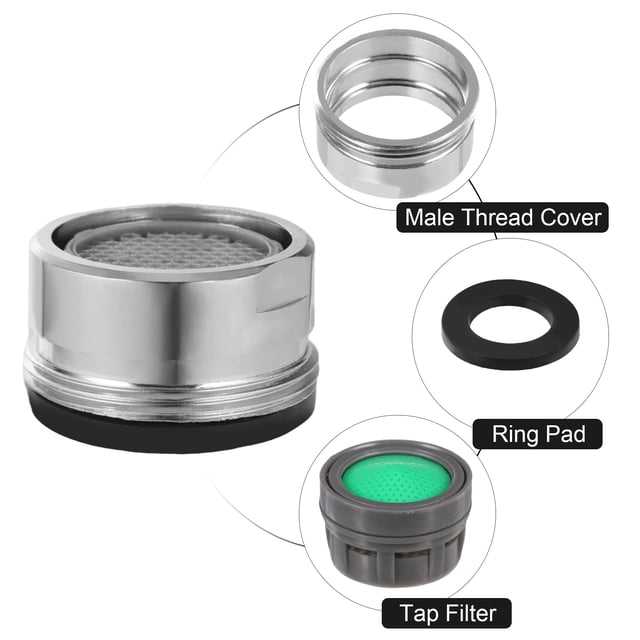 Becaristey 4x Silver Water Saving Faucet Tap Aerator Easy Installation Efficient Filtration Environmental 銆?0mm銆?1Set