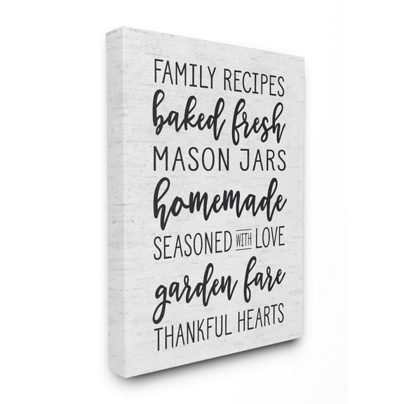The Stupell Home Decor Collection Family Recipes Baked Fresh Garden Mason Jars Subtle Birch Typography XXL Stretched Canvas Wall Art, 30 x 1.5 x 40