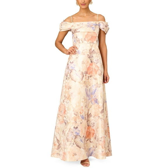 Aidan Mattox womens Off Shoulder Pleated Bodice Gown, 2