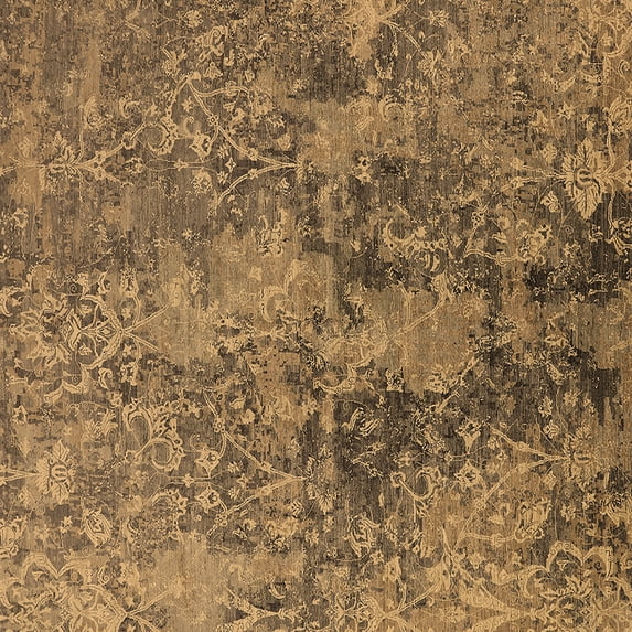 Ahgly Company Indoor Square Oriental Brown Industrial Area Rugs, 6' Square