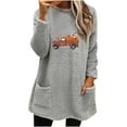 thumbnail image 2 of Qertyioot Hauts Grande Taille pour Femmes, Blouse à Manches Longues Chaude pour Femmes à Col Rond et d'Hiver, Ample, Imprimée, avec Poche, 2 of 4