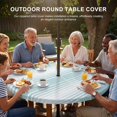 thumbnail image 3 of Round Outdoor Tablecloth with Umbrella Hole and Zipper, Aqua Striped Tablecloth with Elastic Waterproof, Teal Ombre Farmhouse Stripes Patio Table Covers for 45" - 54" Picnic Pool Tables, 3 of 9