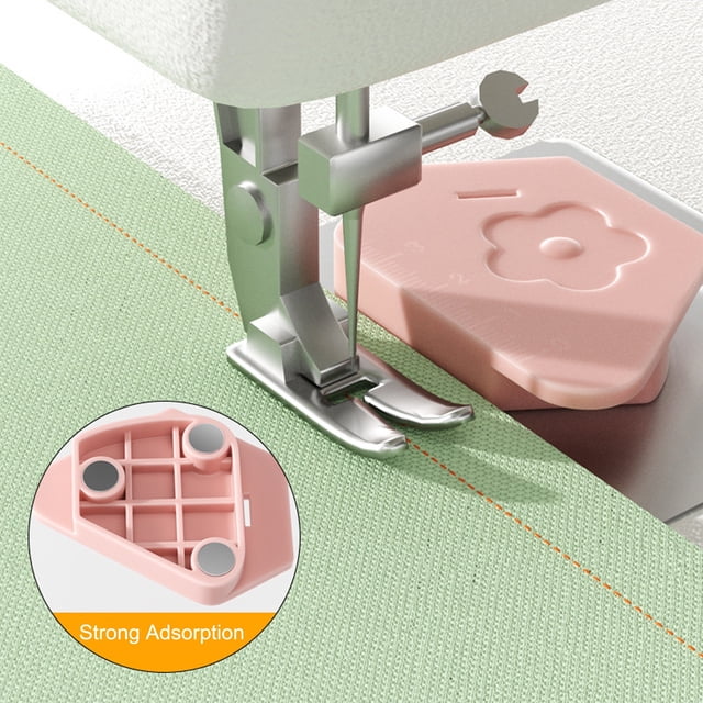 Pink Magnetic Sewing Machine Seam Guide, Hemmer with Scale for Precision