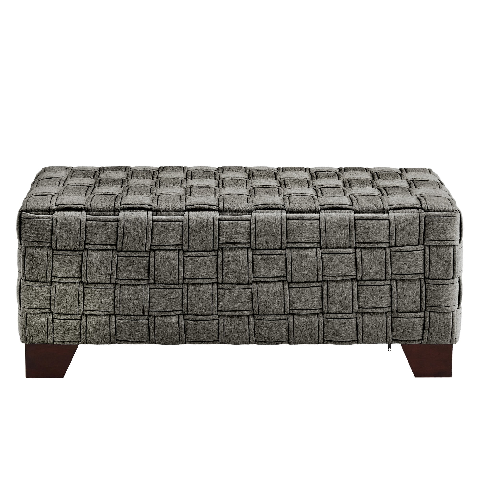 Weston Home Alle Walnut Finish Woven Fabric Bench, Dark Gray